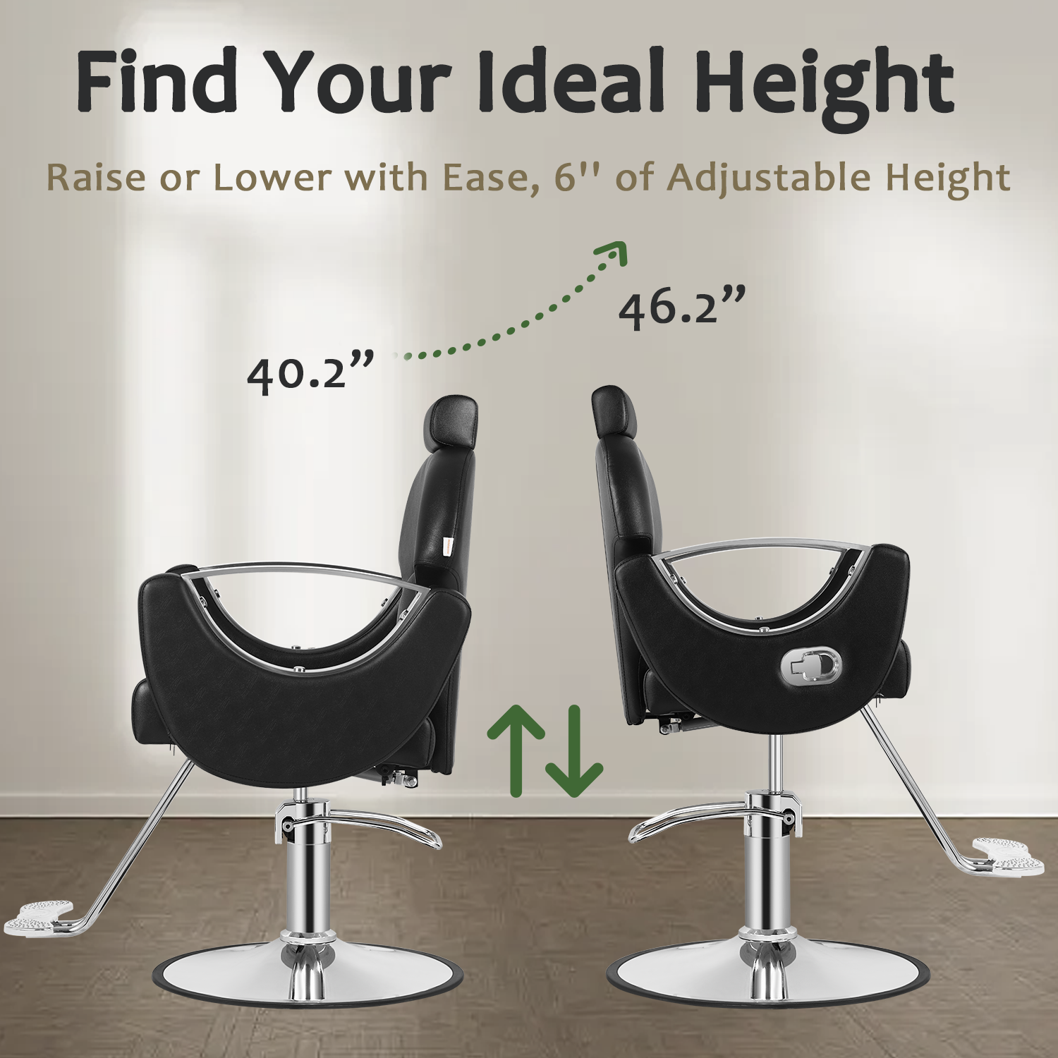 Salon Chair for Hair Stylist, Reclining Barber Chair for Barbershop 360 Swivel, Professional Height Adjustable Hair Salon Styling Chairs Multi-Function Shampoo Spa Beauty Equipment, Midnight Black