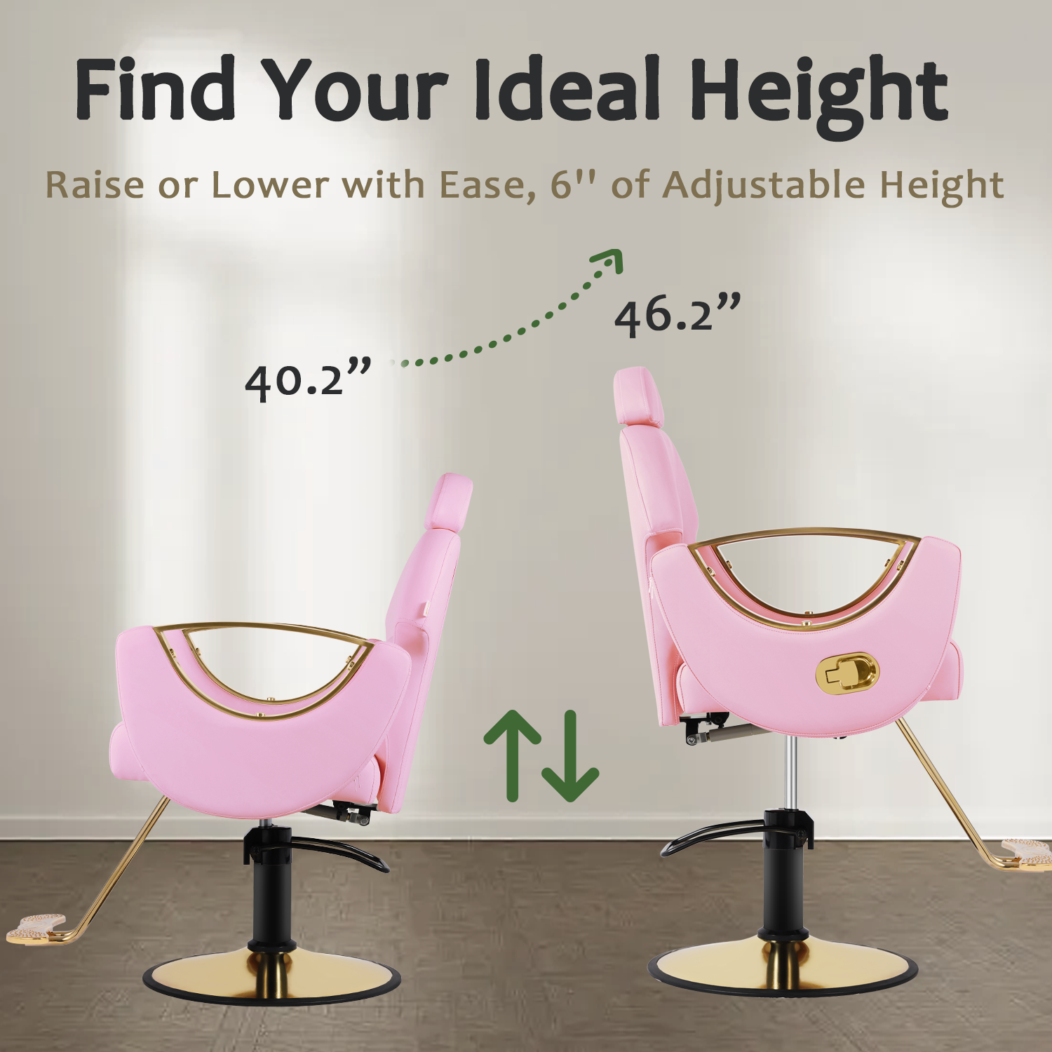Salon Chair for Hair Stylist, Reclining Barber Chair for Barbershop 360 Swivel, Professional Height Adjustable Hair Salon Styling Chairs Multi-Function Shampoo Spa Beauty Equipment, Pastel Pink