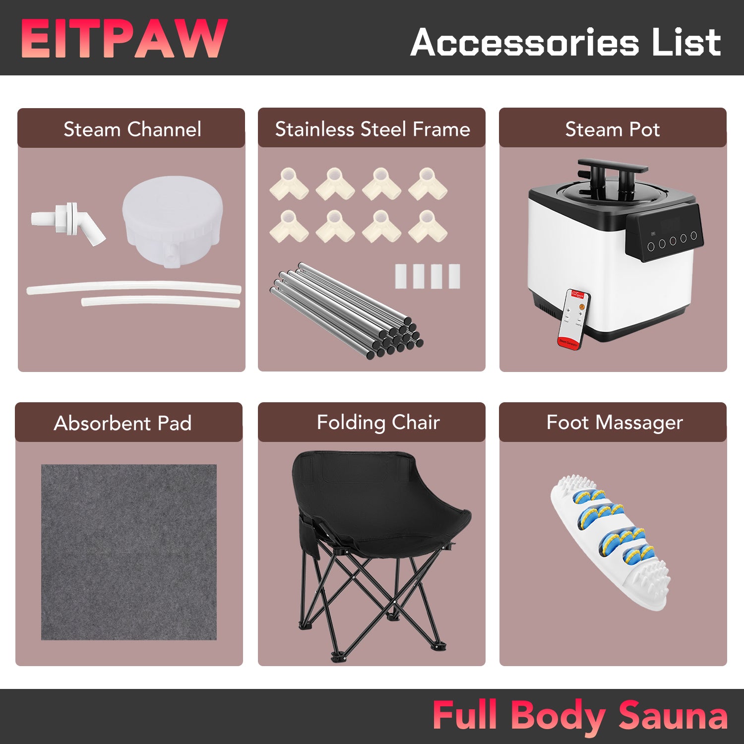 Eitpaw Sauna Box, Transparent Steam Sauna for Home Personal Use, RGB LED Light, 2.6L & 1000W Steamer, Widen Foldable Chair, 2.95’ x 2.95’ x 5.25’, Transparent Black