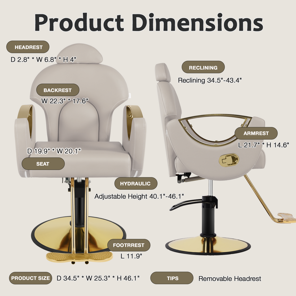 Salon Chair for Hair Stylist, Reclining Barber Chair for Barbershop 360 Swivel, Professional Height Adjustable Hair Salon Styling Chairs Multi-Function Shampoo Spa Beauty Equipment, Modern Gray